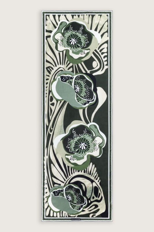 Gelincik Yeşil Pamuk Floş Şal 72x212 - 2