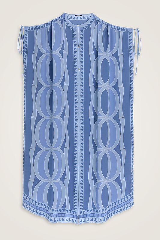 Giant Bamboo Blue Crepe Silk Abaya - 1