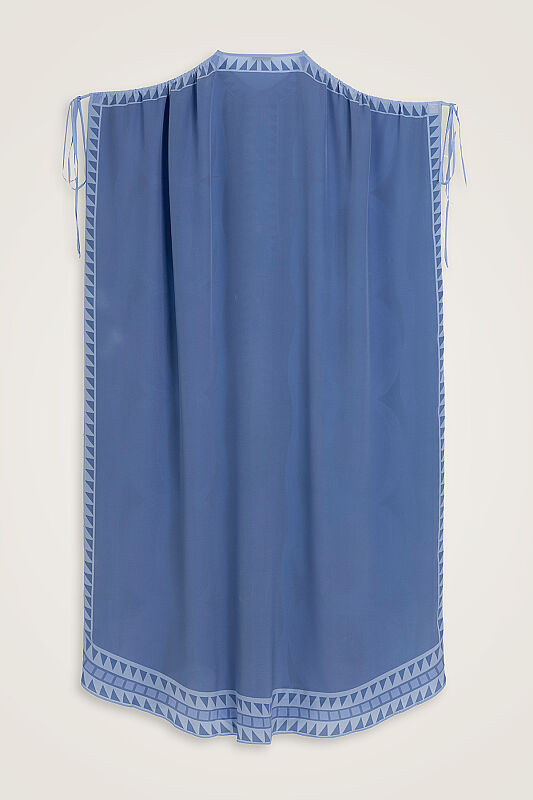 Giant Bamboo Blue Crepe Silk Abaya - 3