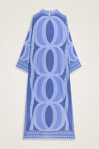 Giant Bamboo Blue Twill Silk Dress - 3