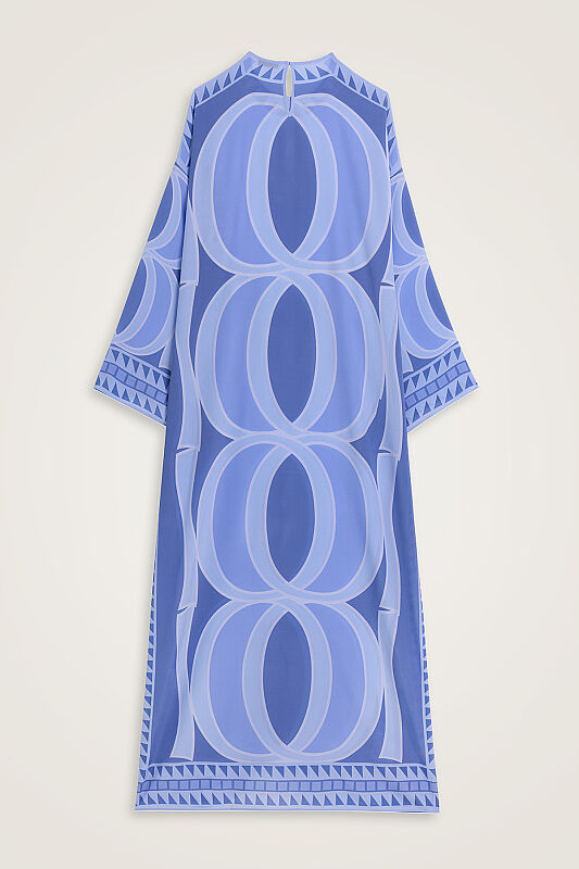 Giant Bamboo Blue Twill Silk Dress - 3