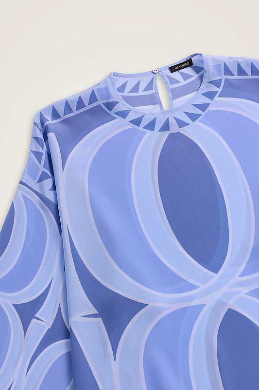 Giant Bamboo Blue Twill Silk Dress - 2