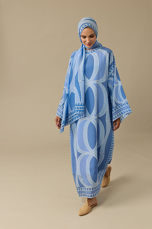 Giant Bamboo Blue Twill Silk Dress - 5