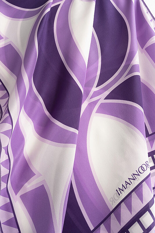 Giant Bamboo Lilac Crepe Silk Scarf - 4