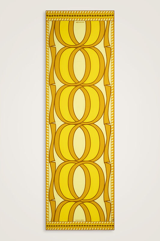 Giant Bamboo Saffron Crepe Silk Scarf - 2