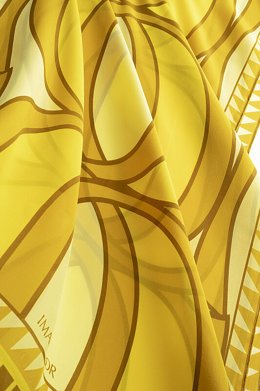 Giant Bamboo Saffron Crepe Silk Scarf - 4