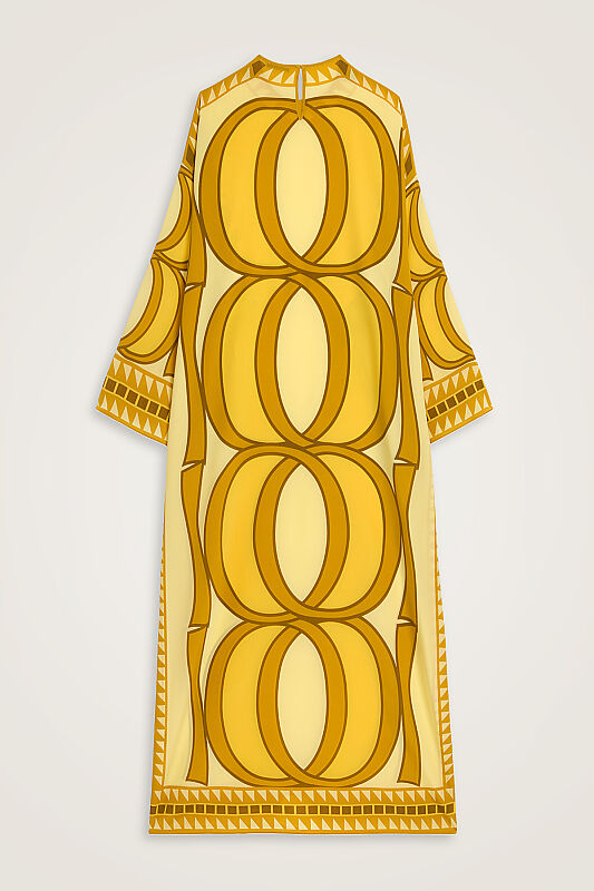 Giant Bamboo Saffron Twill Silk Dress - 3