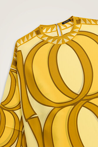 Giant Bamboo Saffron Twill Silk Dress - 2