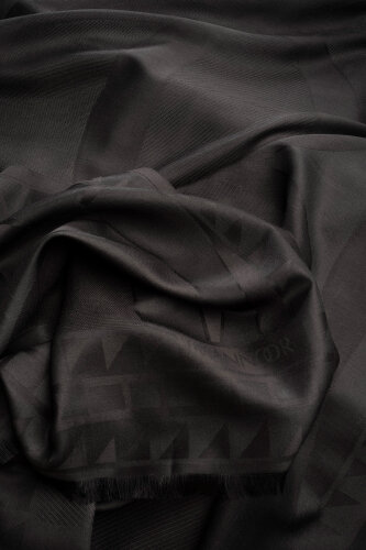 Giant Bambunoor Black Jacquard Silk Shawl - 4