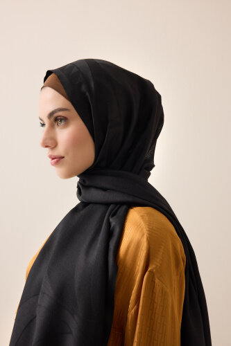 Giant Bambunoor Black Wool Silk Scarf - 1