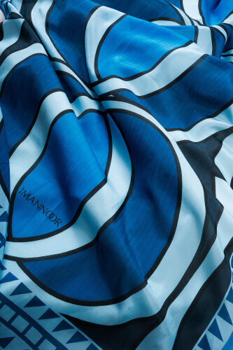 Giant Bambunoor Blue Cotton Silk Shawl - Imannoor (4)