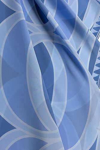 Giant Bambunoor Blue Crepe Silk Scarf - 2