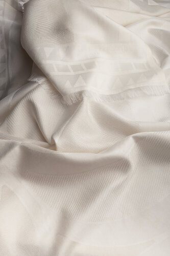 Giant Bambunoor Bone Jacquard Silk Shawl - 4