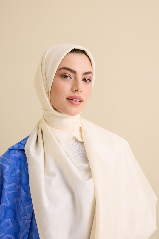 Giant Bambunoor Bone Jacquard Silk Shawl - 5