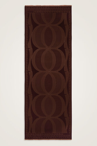 Giant Bambunoor Brown Jacquard Silk Shawl - 2