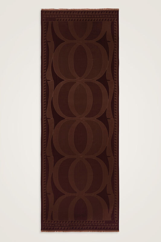 Giant Bambunoor Brown Jacquard Silk Shawl - 2
