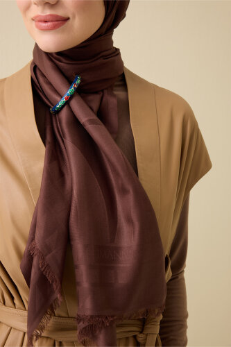 Giant Bambunoor Brown Jacquard Silk Shawl 
