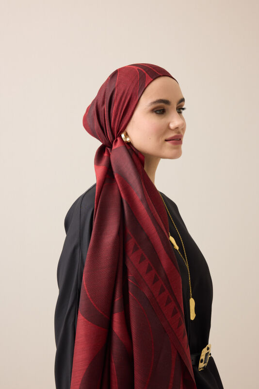 Giant Bambunoor Burgundy Wool Silk Scarf - 3