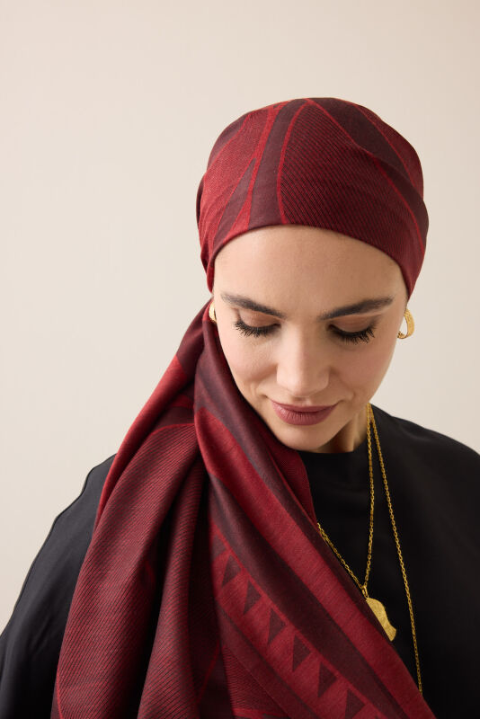 Giant Bambunoor Burgundy Wool Silk Scarf - 2
