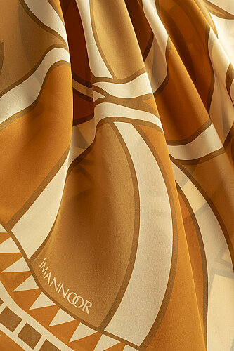 Giant Bambunoor Cinnamon Crepe Silk Scarf - 4