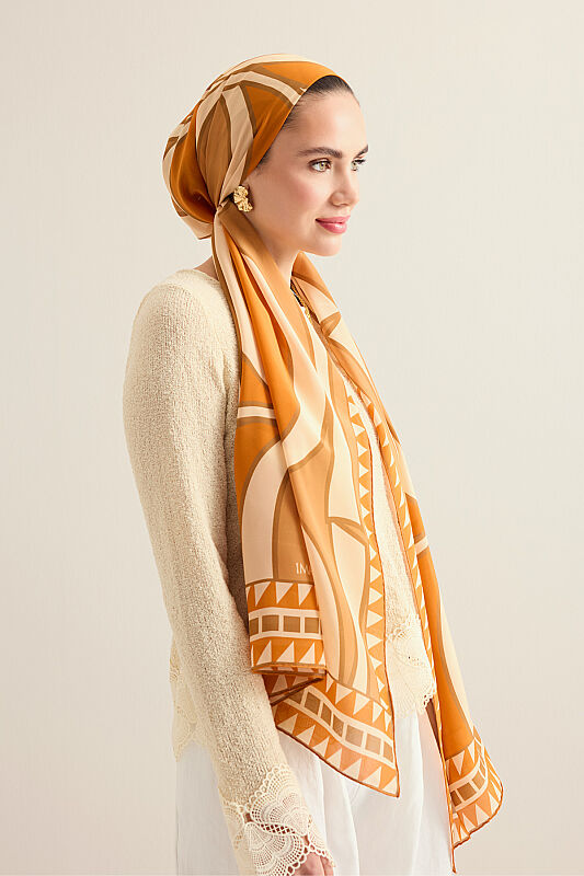 Giant Bambunoor Cinnamon Crepe Silk Scarf - 1