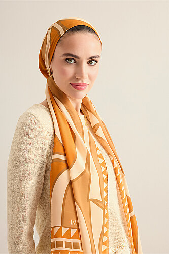 Giant Bambunoor Cinnamon Crepe Silk Scarf - 5