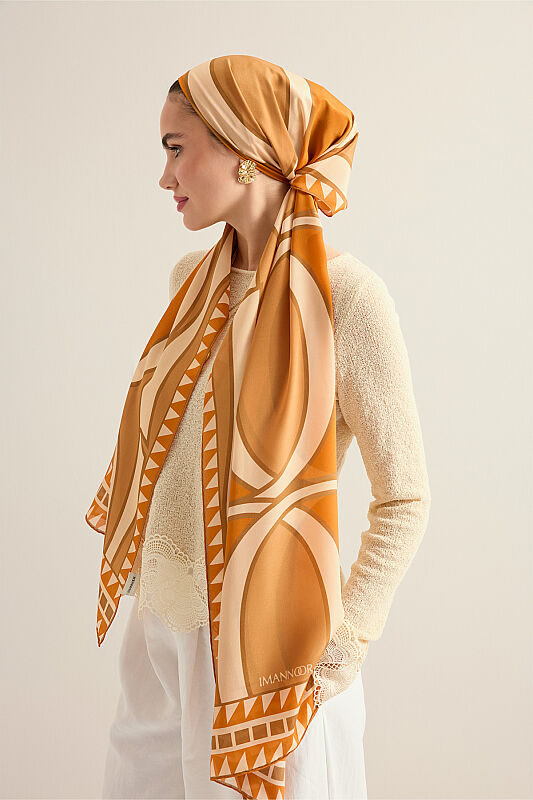 Giant Bambunoor Cinnamon Crepe Silk Scarf - 3
