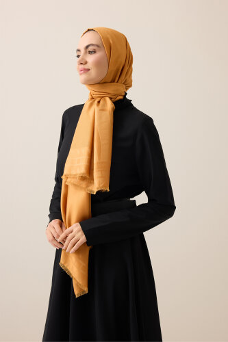 Giant Bambunoor Cinnamon Jacquard Silk Shawl - 5