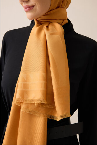 Giant Bambunoor Cinnamon Jacquard Silk Shawl - 3