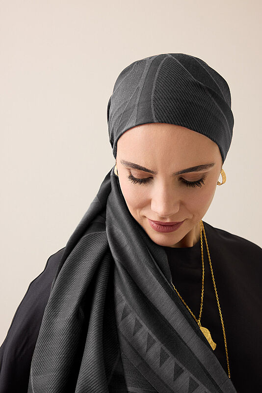 Giant Bambunoor Dark Grey Wool Silk Scarf - 1