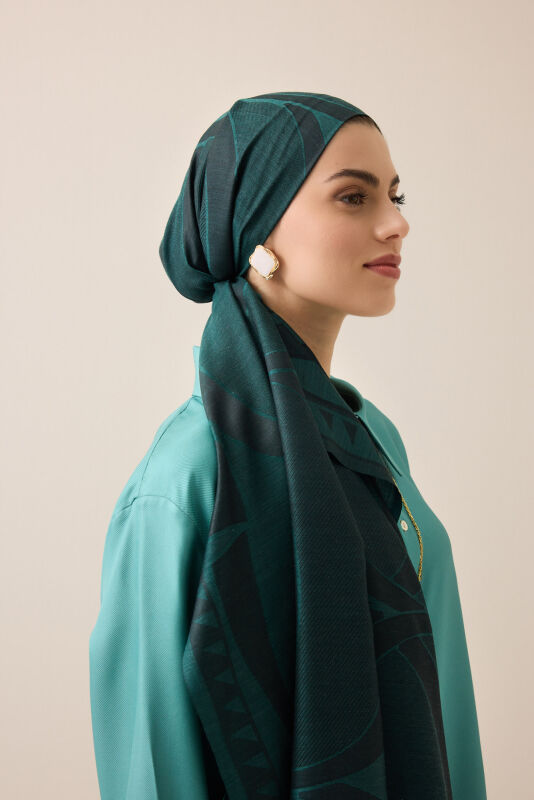 Giant Bambunoor Emerald Wool Silk Scarf - 3