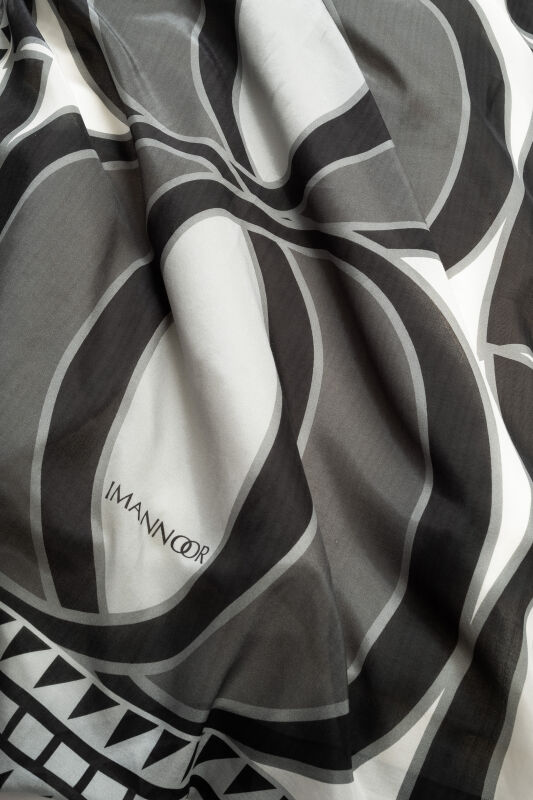 Giant Bambunoor Gray Cotton Silk Shawl - 4