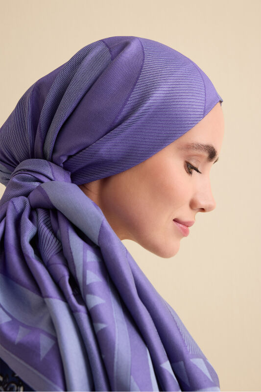 Giant Bambunoor Lavender Jacquard Silk Shawl - 5
