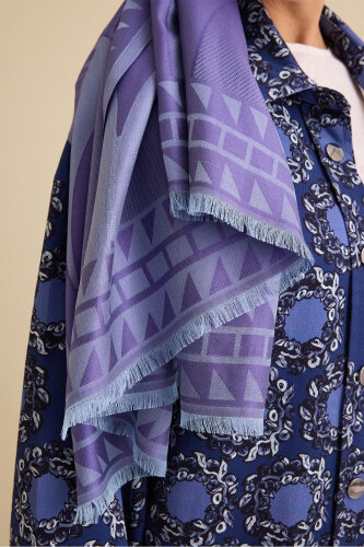 Giant Bambunoor Lavender Jacquard Silk Shawl - 3