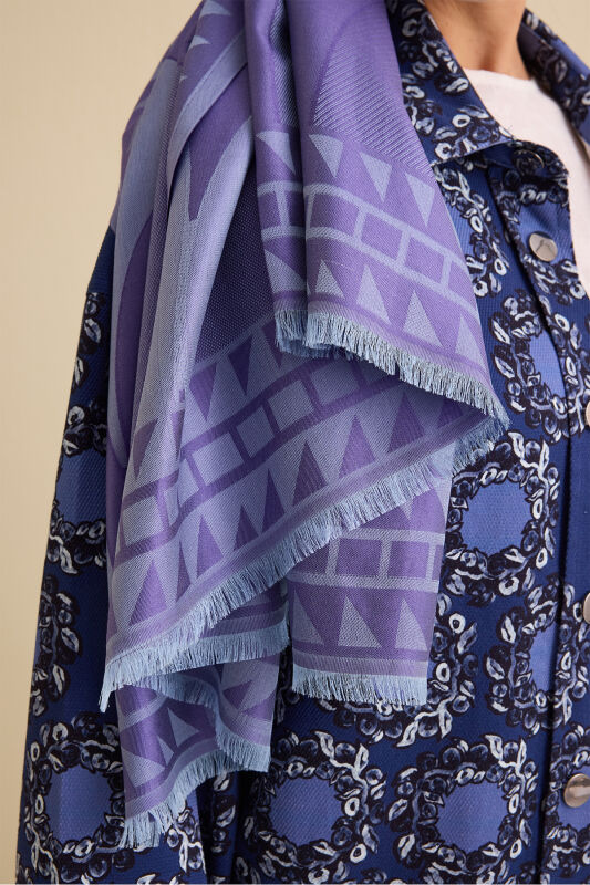 Giant Bambunoor Lavender Jacquard Silk Shawl - 3