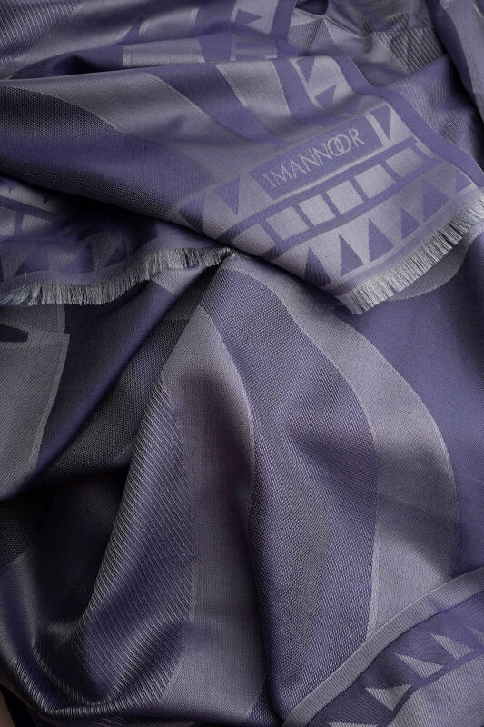 Giant Bambunoor Lavender Jacquard Silk Shawl - 4