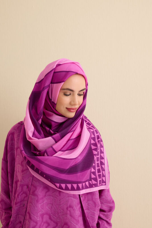 Giant Bambunoor Purple Cotton Silk Shawl - 3