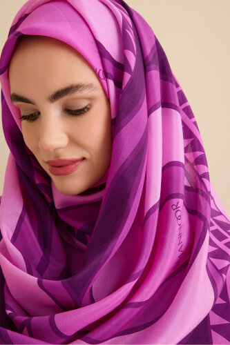 Giant Bambunoor Purple Cotton Silk Shawl - Imannoor