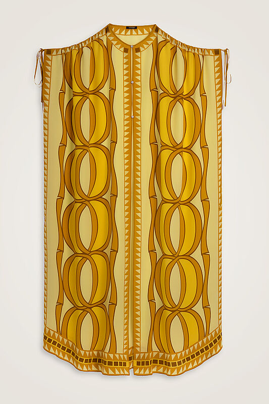 Giant Bambunoor Saffron Crepe Silk Abaya - 1