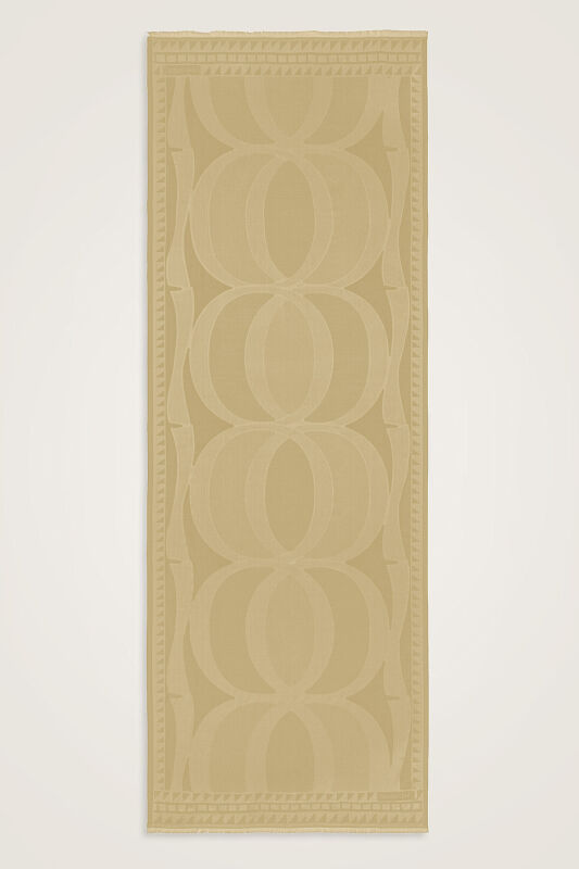 Giant Bambunoor Straw Yellow Jacquard Silk Shawl - 1