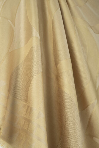 Giant Bambunoor Straw Yellow Jacquard Silk Shawl - 2