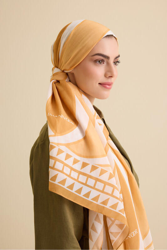Giant Bambunoor Yellow Cotton Silk Shawl - 1