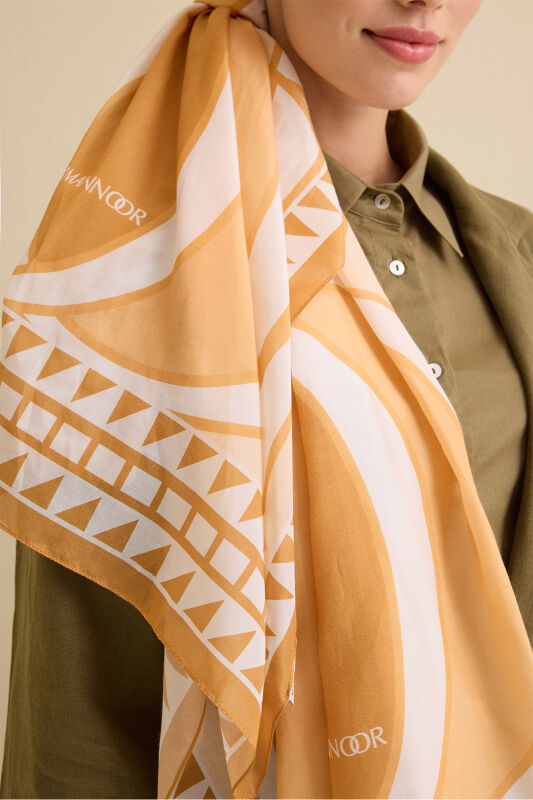 Giant Bambunoor Yellow Cotton Silk Shawl - 5