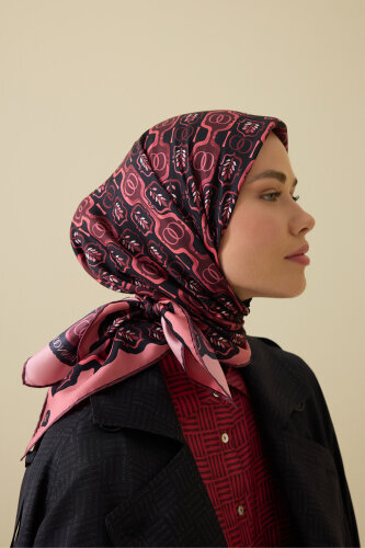 Girdap Bordo Tivil İpek Eşarp 95x95 - Imannoor (3)