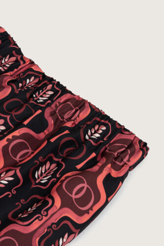 Girdap Bordo Tivil İpek Pantolon Pijama - 6