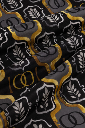 Girdap İpek Siyah-Altın Pijama Şalı 70x210 - Imannoor (4)