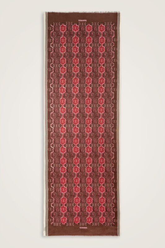 Girdap Kahve-Bordo Yün Şal 70x200 - 1