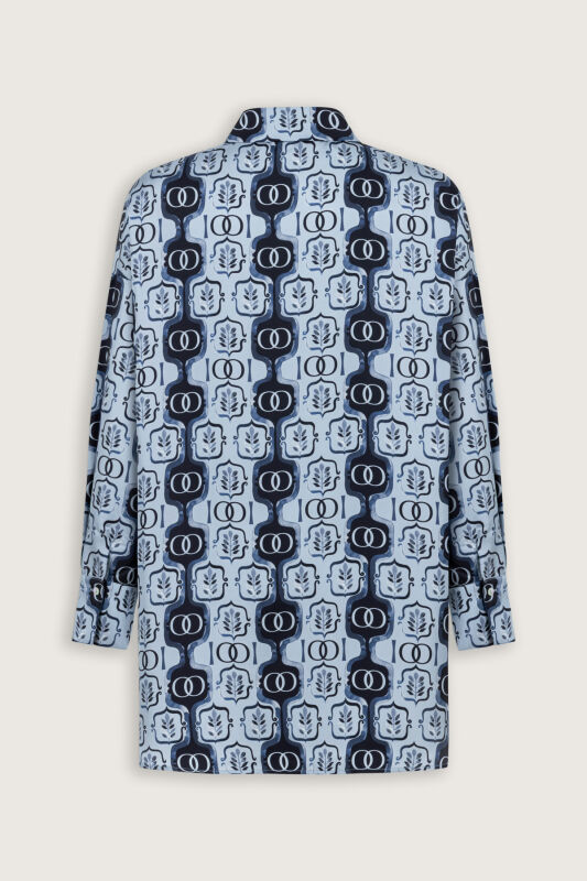 Girdap Mavi Tivil İpek Gömlek Pijama - 4