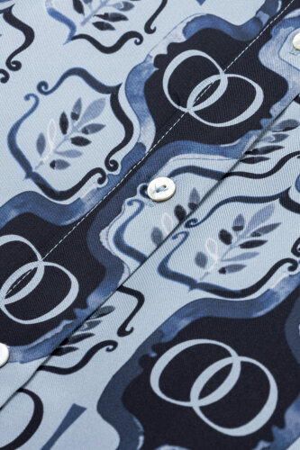 Girdap Mavi Tivil İpek Gömlek Pijama - 6
