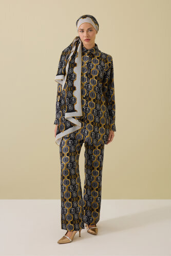 Girdap Siyah-Altın Tivil İpek Pantolon Pijama - Imannoor (1)
